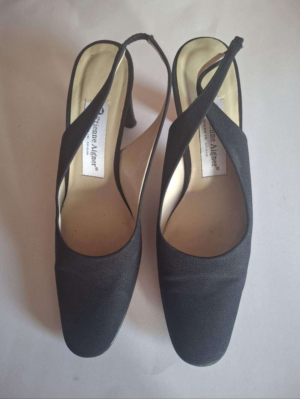 Etienne Aigner Black Fabric Slingback Pumps